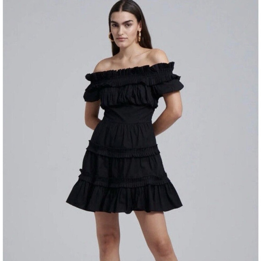 Anthropologie Love the Label Black Off-Shoulder Mini Dress